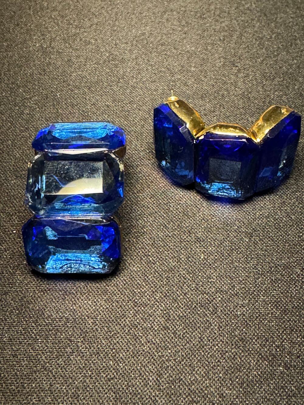 Oscar De La Renta Deep Blue Half Hoop Earrings